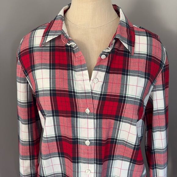 TALBOTS COTTON BUTTON FRONT SHIRT DECORATIVE PLAID SIZE S - Picture 2 of 11